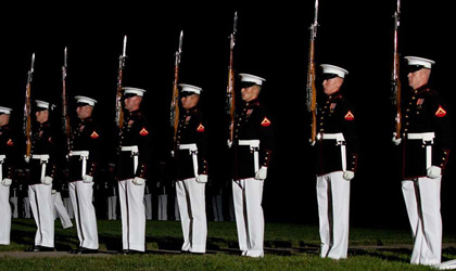Marines at attention discipline